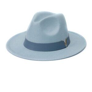 VINCE CAMUTO felt V band adjustable women's panama winter hat - LIGHT BLUE